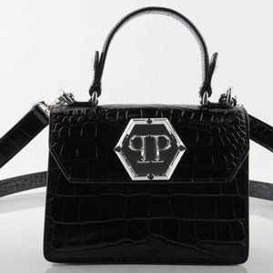 Philipp Plein Small Superheroine Crocodile Embossed Shoulder Bag